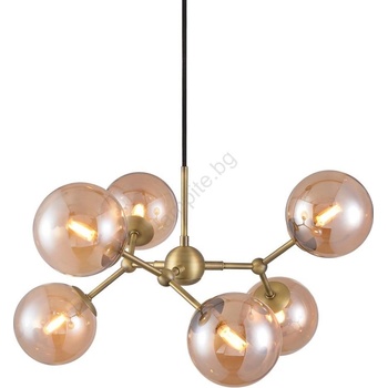 halo design 738830 - Люстра на кабел ATOM, 6xG9/28W/230V, Ø 57 см, месинг/k. бежова (HO0060)