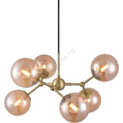 halo design 738830 - Люстра на кабел ATOM, 6xG9/28W/230V, Ø 57 см, месинг/k. бежова (HO0060)