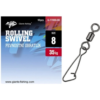Giants Fishing Pev. Obratlík s Karabínkou Rolling Swivel with Hooked Snap Veľ. 14 10 ks