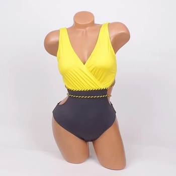 Image 1 of Цял бански в жълто и тъмносиво - чашка В