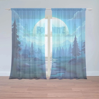 Sablio Záclony FORTNITE Modré údolí s měsícem: 2ks 150x250cm