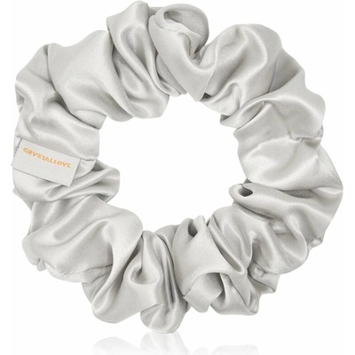 Crystallove Silk Scrunchie hodvábna gumička do vlasov Silver 1 ks