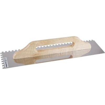 Nerezové zubové hladítko 500x130mm - zub E8 - dřevěná rukojeť FESTA