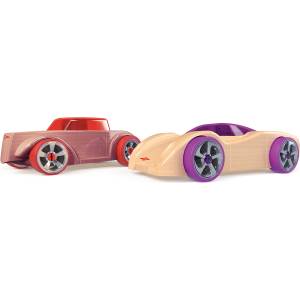 Play Monster Сглобяеми дървени колички Play Monster Automoblox - SC1 Chaos, HR5 Scorch, 2 броя (109973)
