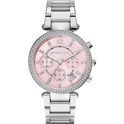 Michael Kors Дамски часовник Michael Kors Parker MK6105, Сребрист / Розов (MK6105)