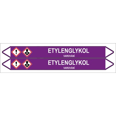 Značení potrubí, etylenglykol,2 ks, 450 × 52 mm PZ 007208