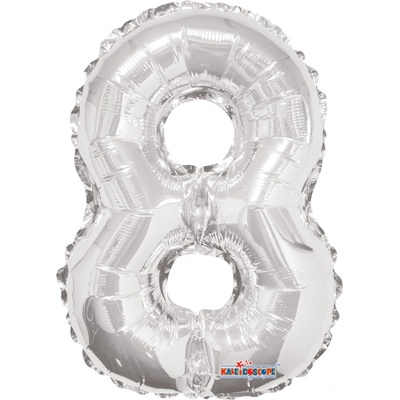 PartyDeco Balónek fóliový číslice 8 stříbrná 35 cm