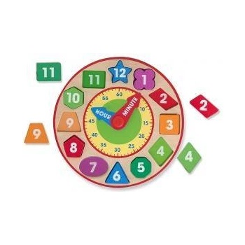 Melissa & Doug Дървен часовник сортер, Многоцветен, 18593