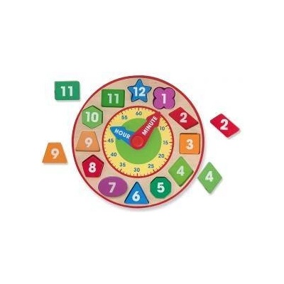 Melissa & Doug Дървен часовник сортер, Многоцветен, 18593