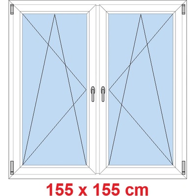 Soft Dvoukřídlé plastové okno 155x155 cm OS+OS se sloupkem Bílá