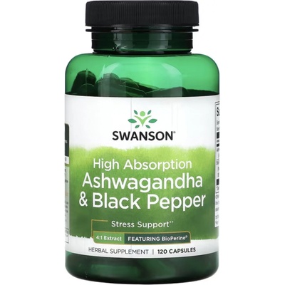 Swanson High Absorption Ashwagandha & Black Pepper 120 kapslí