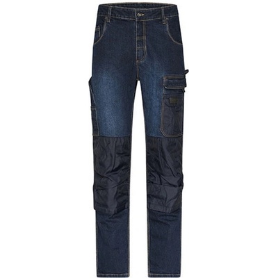 James&Nicholson Pánske pracovné nohavice JN875 Blue Denim