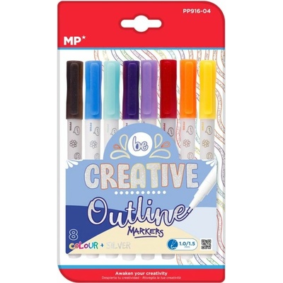 Main Paper Sada obrysových fixů Outline Markers - mix barev + stříbrná (8ks)