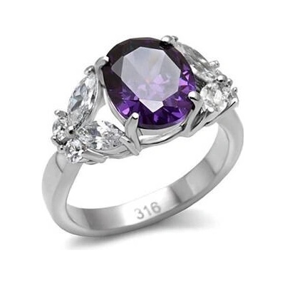 Šperky4U ocelový prsten s fialovým kamenem AL 0101