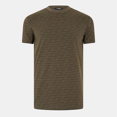 Dsquared2 Тениска DSQUARED2 Men's All Over Logo T-Shirt - Miltary Green