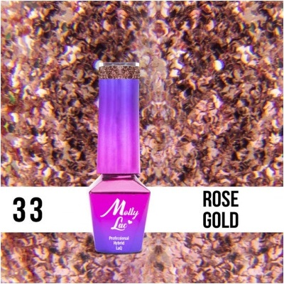 Allepaznokcie MollyLac gél lak 33 Rose Gold 5 ml