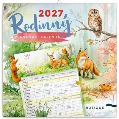 NOTIQUE Rodinný plánovací Zvieratká / Nástenný / 30 × 30 cm 2027