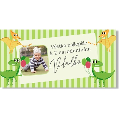 Personal Narodeninový banner s fotkou - Dinosaury Rozmer banner: 130 x 65 cm