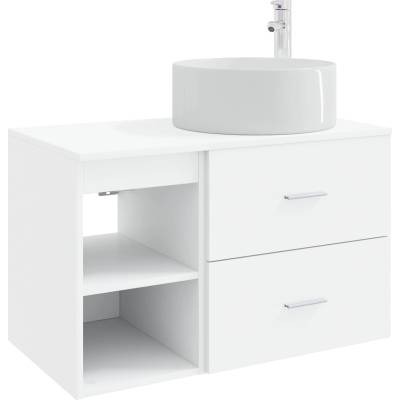vidaXL Комплект мебели за баня 2 pcs Бяло Инженерна дървесина (3403928)