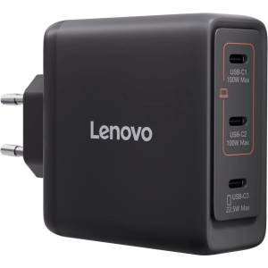 Lenovo Захранване Lenovo Multi-port USB-C GaN, 100W, 3x USB-C, EU - 40AW100BEU (40AW100BEU)