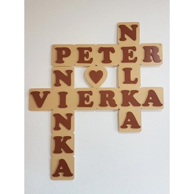 Lymfy Scrabble vaše jména na zeď hnědá béžová