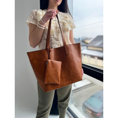 Hnedá shopper kabelka na rameno 2v1