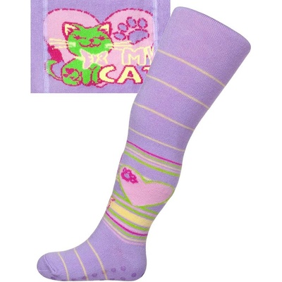 New Baby punčocháče růžové s fialovými kytičkami
