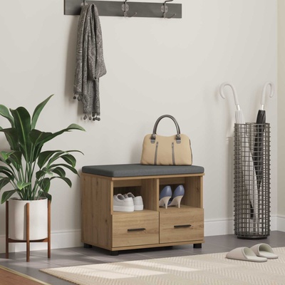 vidaXL Пейка за коридор с възглавница Артизан Дъб 60 x 38 x 46 см (891455)