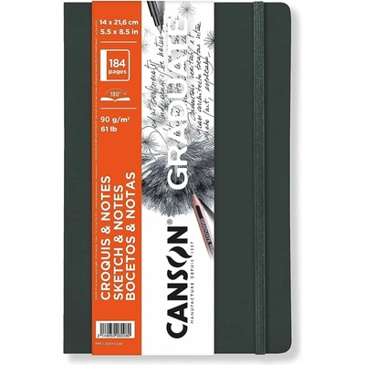 Canson Skicár Graduate Art Book 90 g/m² 184 listov 14 x 21,6 cm mäkká väzba tmavosivý