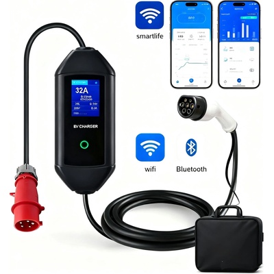 Bomern TYP 2 - CEE 5-pin Displej 32A 1fázová 7,4kW 5m WIFI APP | Zboží Auto