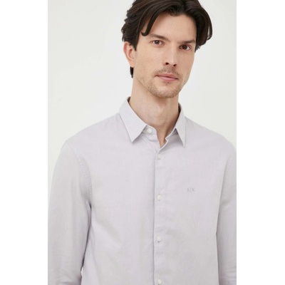 Armani Exchange pánska bavlnená košeľa slim s klasickým golierom šedá