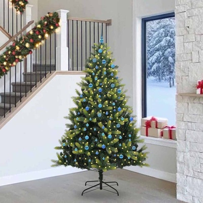 vidaXL Изкуствен сгъваем коледен дърво с 300 LED светлини Зелен 240 cm (3396016)