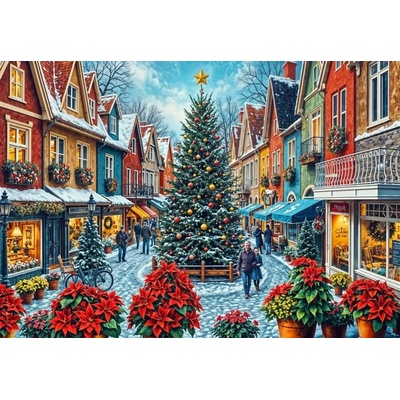 Bluebird Puzzle - Puzzle Christmas Town Square Shopping - 1 000 piese