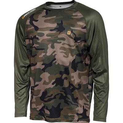 Prologic Tričko UV Camo Long Sleeve T Shirt Camo Green