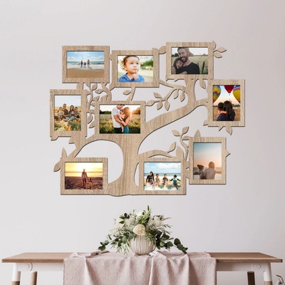 dřevo života Fotorámeček na zeď FAMILY Zvolte barvu dekoru: Dub Sonoma, Velikost fotorámečku: 65x51