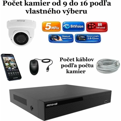 Amiko IP kamerový set Manual Zoom Dome 1505K9 16