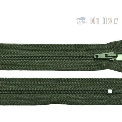 Zips špirálový 6 mm nedeliteľný 20 cm khaki