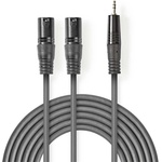 Nedis COTH15310GY30 балансиран/симетричен полупрофесионален аудиокабел XLR, 2x XLR 3 пинов щепсел | 3, 5 мм стерео жак, 3 м (COTH15310GY30)