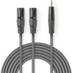 Nedis COTH15310GY15 балансиран/симетричен полупрофесионален аудиокабел XLR, 2x XLR 3-пинов щепсел | 3, 5 мм стерео жак, 1, 5 м (COTH15310GY15)