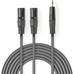 Nedis COTH15310GY15 балансиран/симетричен полупрофесионален аудиокабел XLR, 2x XLR 3-пинов щепсел | 3, 5 мм стерео жак, 1, 5 м (COTH15310GY15)