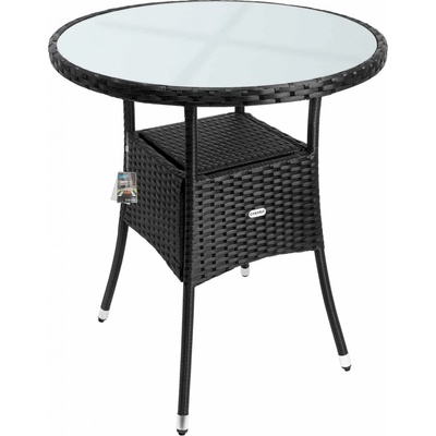 Casaria 105691 Záhradný stôl Reno, polyratan 60cm čierny