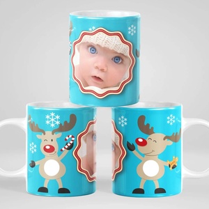 Art gift Чаша със снимка и надпис - Сини елени