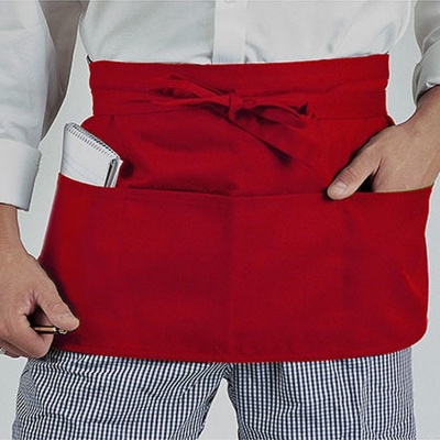 Dennys London Číšnická zástěra s hlubokými kapsami Červená DL022