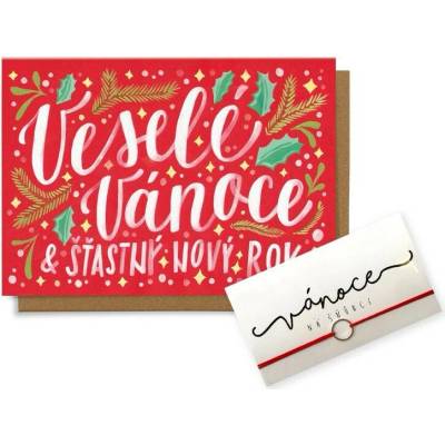 Veselé vánoce & šťastný Nový rok + provázkový náramek