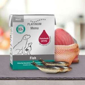PLATINUM Мокра храна за кучета Platinum Menu Adult Fish с 83% Прясна риба и зеленчуци, 185 gr