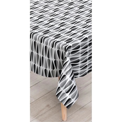 Ubrus PVC 132A, metráž, 20 m x 140 cm, retro geometrický vzor černo-bílý, IMPOL TRADE