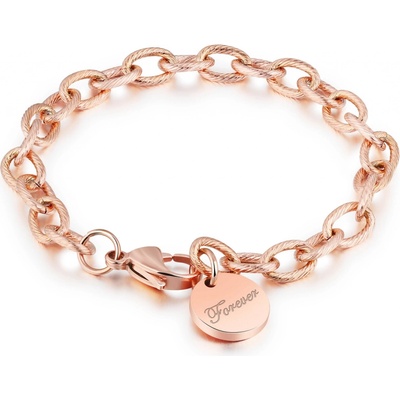 Šperky Eshop z chirurgické oceli oválná vroubkovaná očka kruh FOREVER měděná S78.09