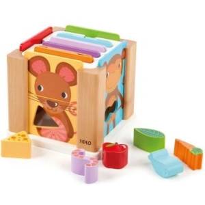 Bigjigs Toys - Куб за сортиране - С какво се хранят животните? (T0209)