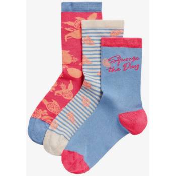 Marks & Spencer Sada tří párů dámských vzorovaných ponožek v modré a červené
