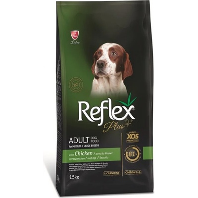 Reflex Plus Adult Dog Medium & Large Breeds Chicken 15кг - Пълноценна храна за възрастни кучета с пиле за средни и големи породи 15 кг